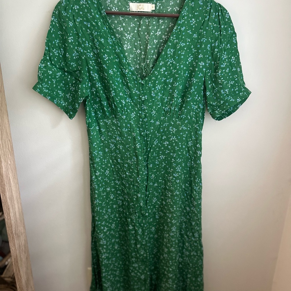 Green Floral Midi Dress